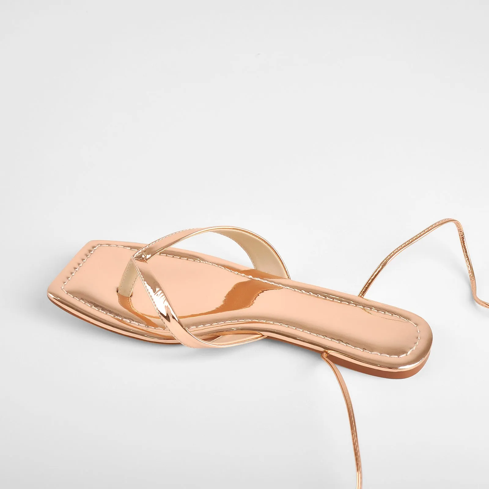 Rose Gold Flip-Flops Strap Flat Slipper