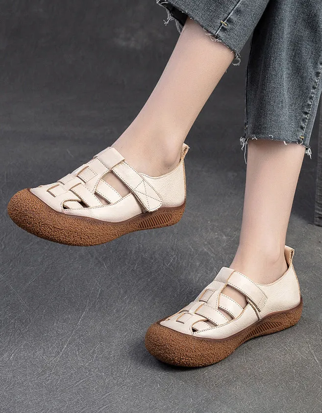 Round Toe Leather Braid Comfortable Retro Sandals