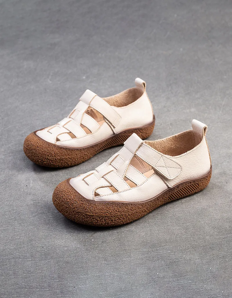 Round Toe Leather Braid Comfortable Retro Sandals