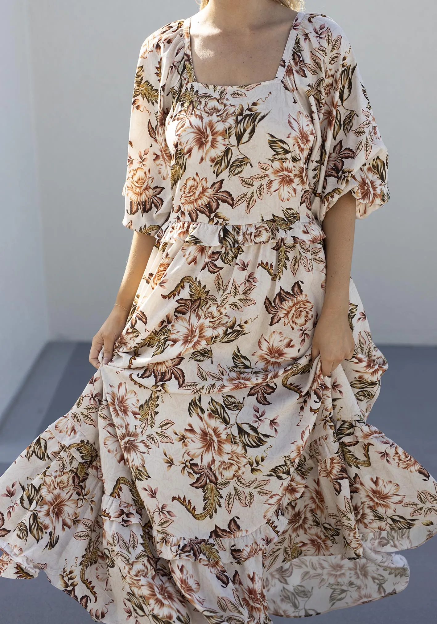 Savannah Blooms Maxi Dress with Sleeve