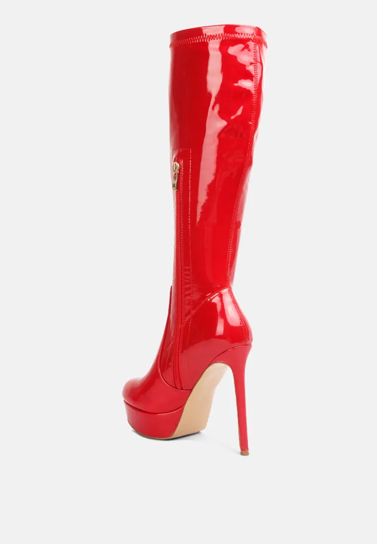 Shawtie High Heel Stretch Patent Calf Boots