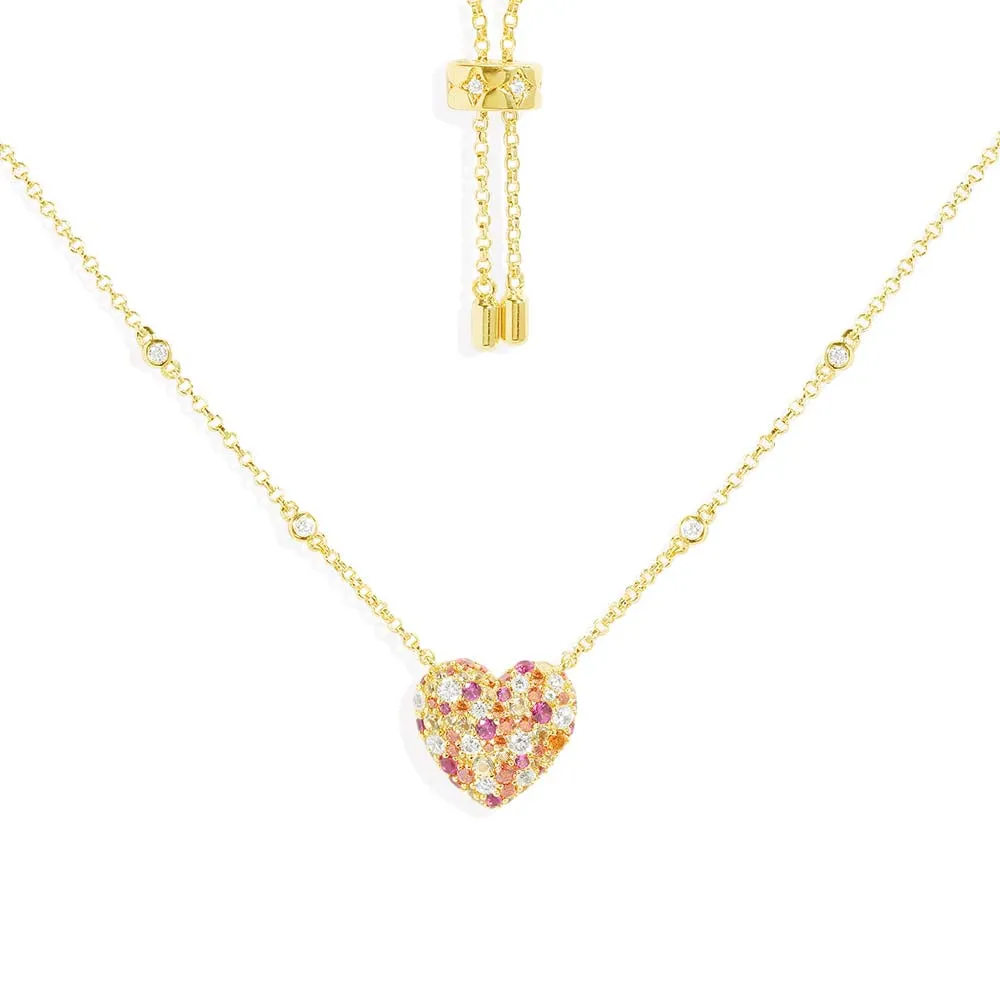 Small Multicolor Heart Adjustable Necklace