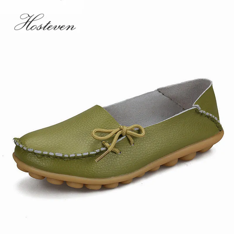 Soft Leisure Flats Women Leather Shoes Moccasins Mother Loafers  Casual Female Driving Ballet Footwear