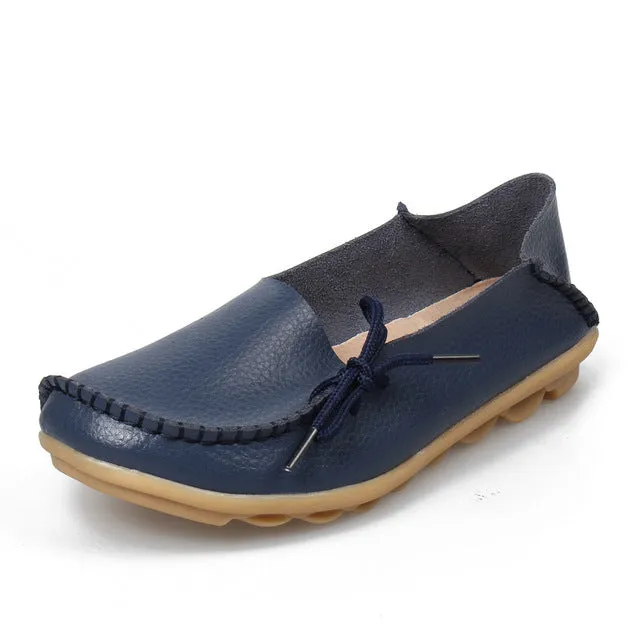 Soft Leisure Flats Women Leather Shoes Moccasins Mother Loafers  Casual Female Driving Ballet Footwear