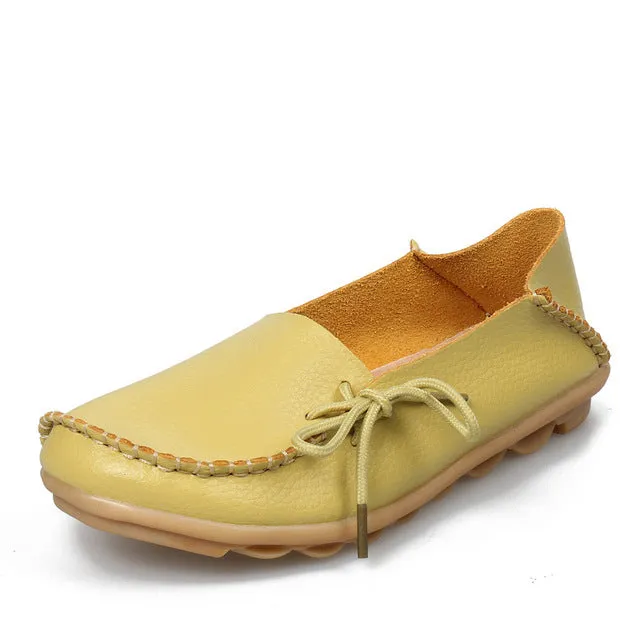 Soft Leisure Flats Women Leather Shoes Moccasins Mother Loafers  Casual Female Driving Ballet Footwear