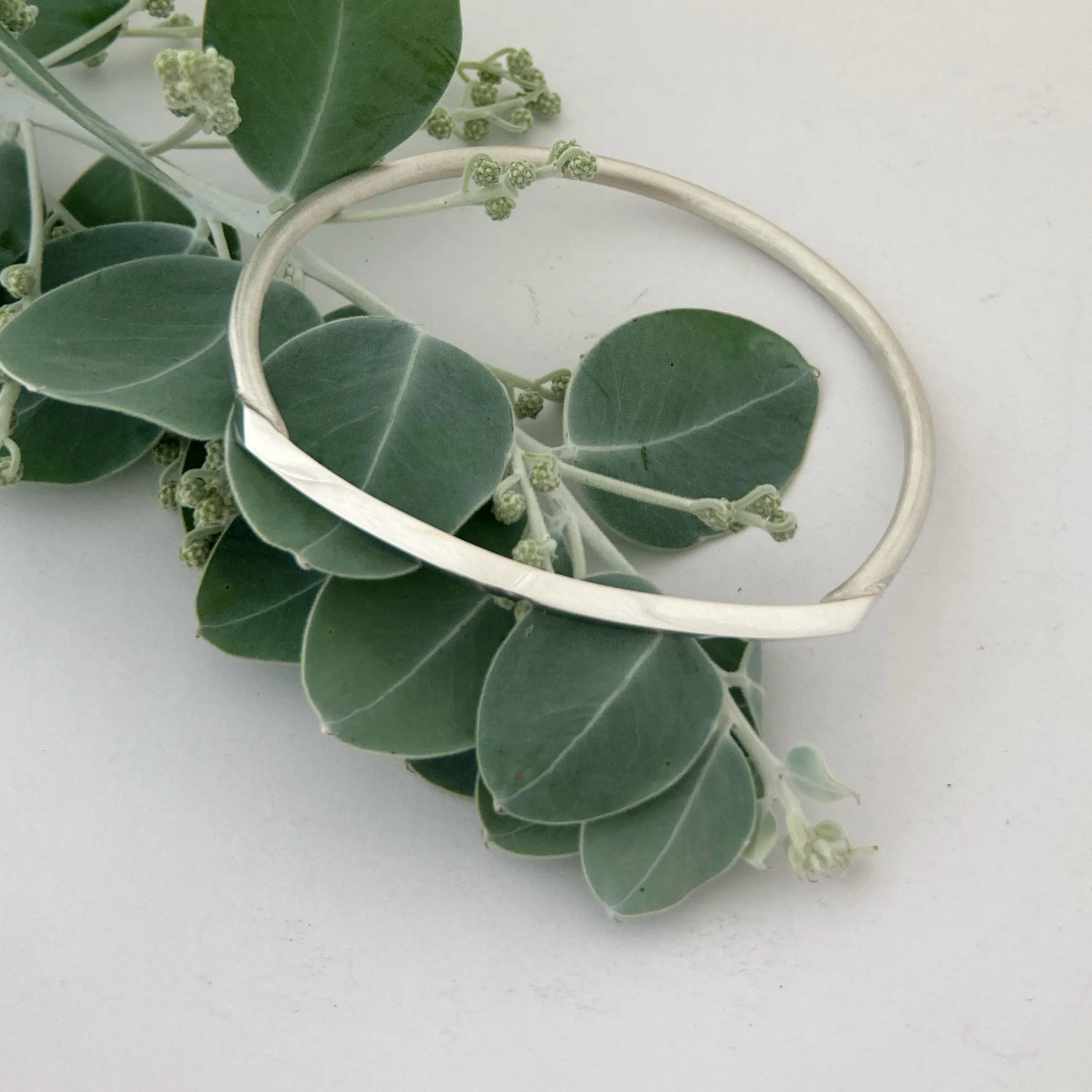 Square curve sterling silver bangle