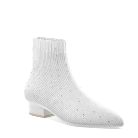 The Bootie White Knit Rhinestone - FINAL SALE