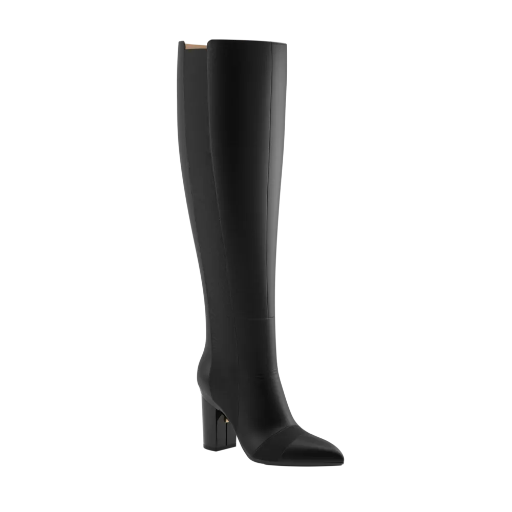 The Knee High Boot Coal Leather   Block Heel Kit 4 Coal