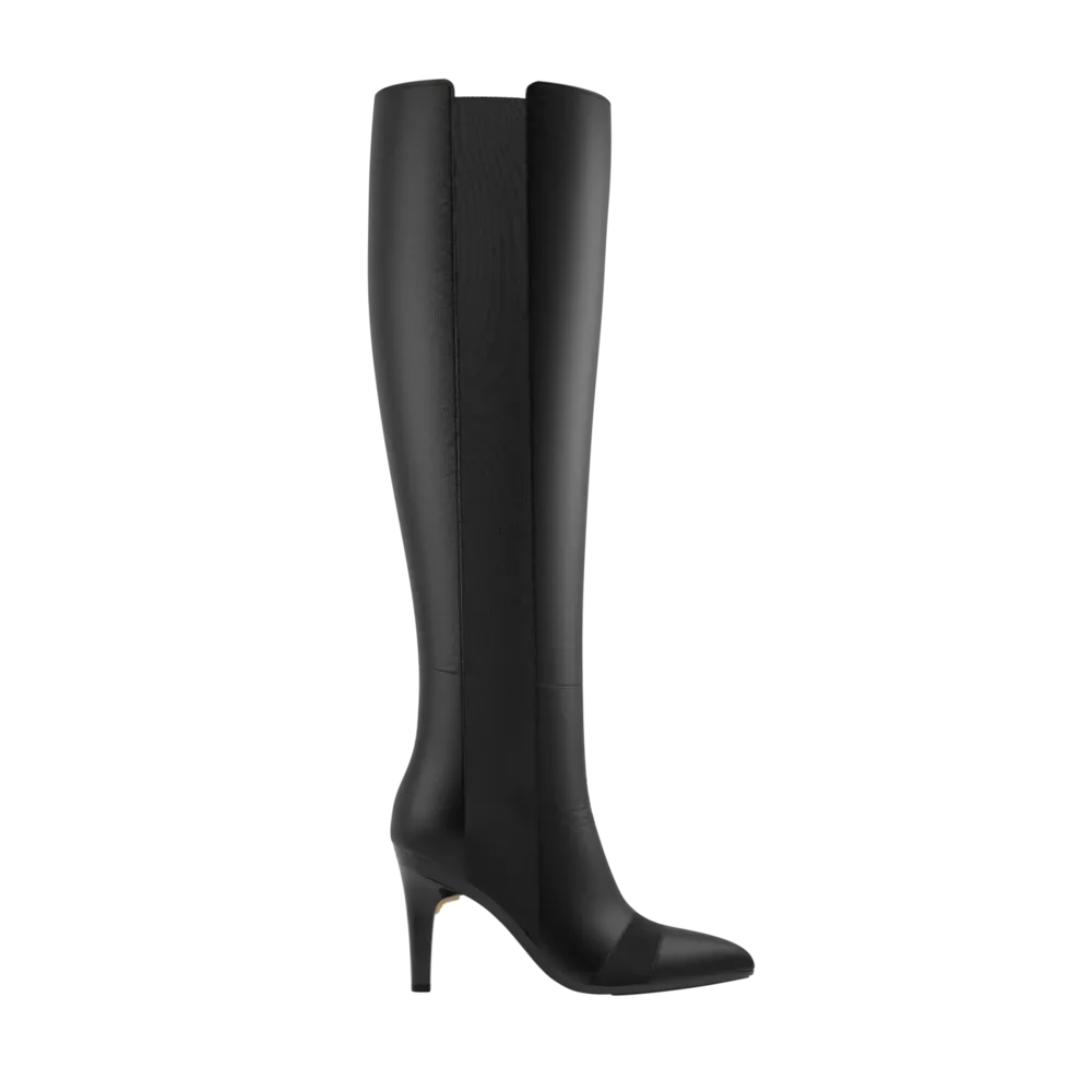 The Knee High Boot Coal Leather   Stiletto Heel Kit 4 Coal