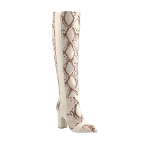 The Knee High Boot - Ivory Snakeskin 4 Block