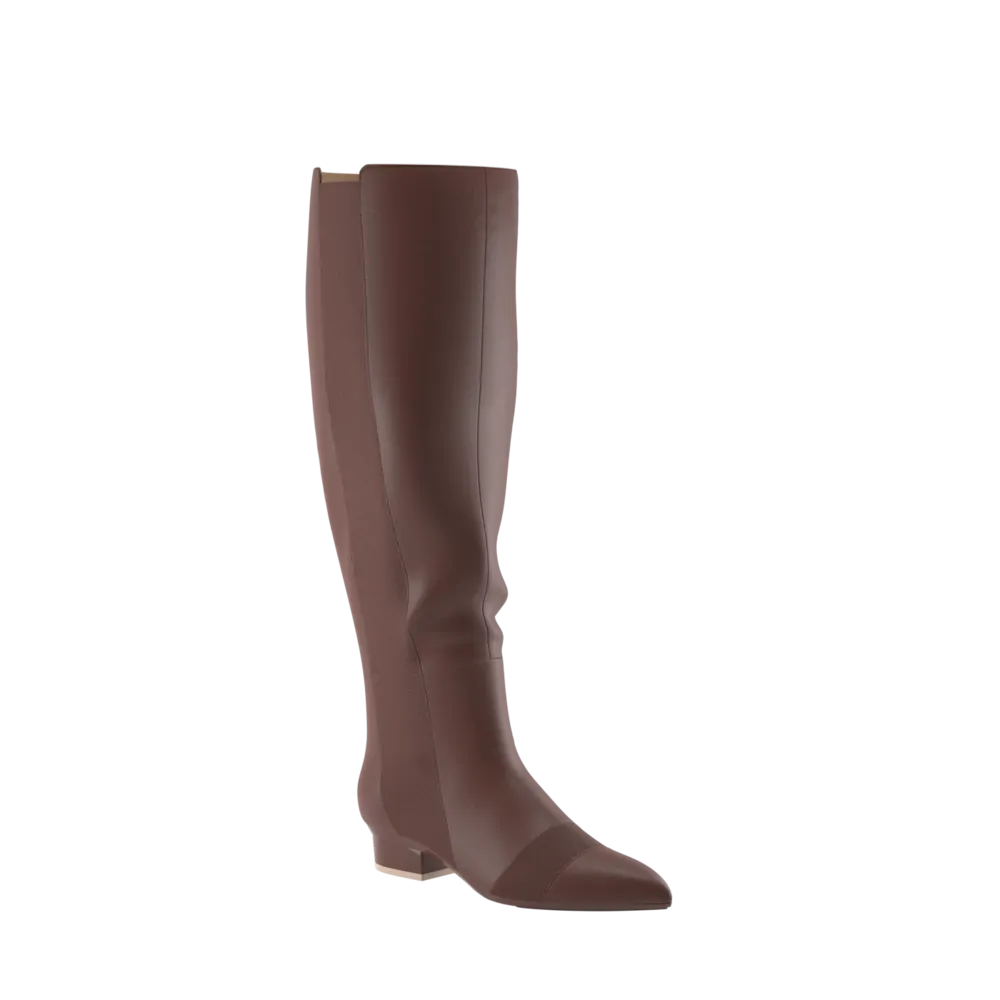 The Knee High Boot Walnut Leather   Stiletto Heel Kit 3 Walnut