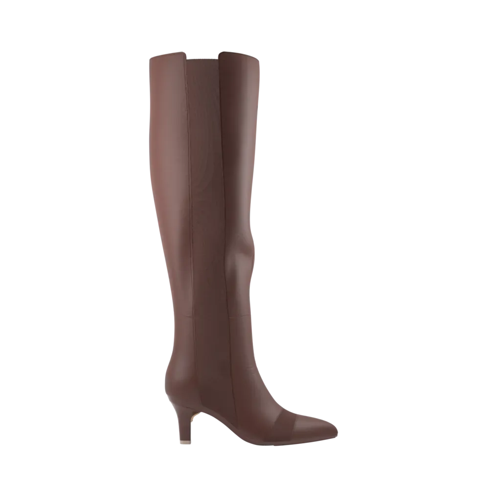 The Knee High Boot Walnut Leather   Stiletto Heel Kit 3 Walnut