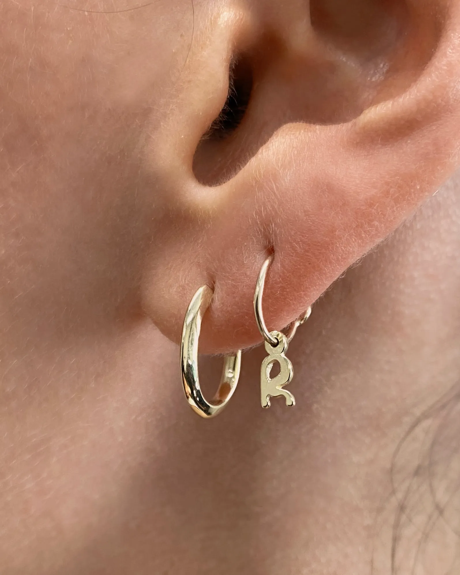 Tiny Letter Earring | Solid Gold