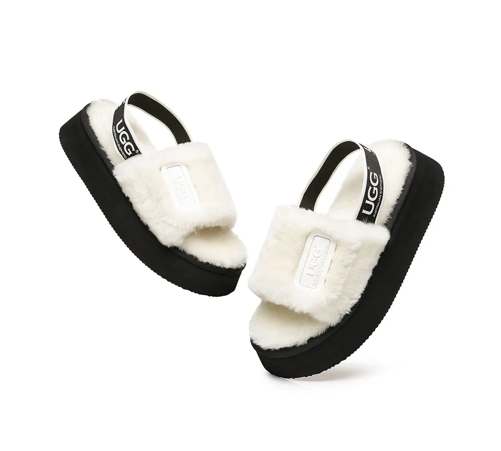 UGG Sandals Women Platform Fluffy Slides Poppin