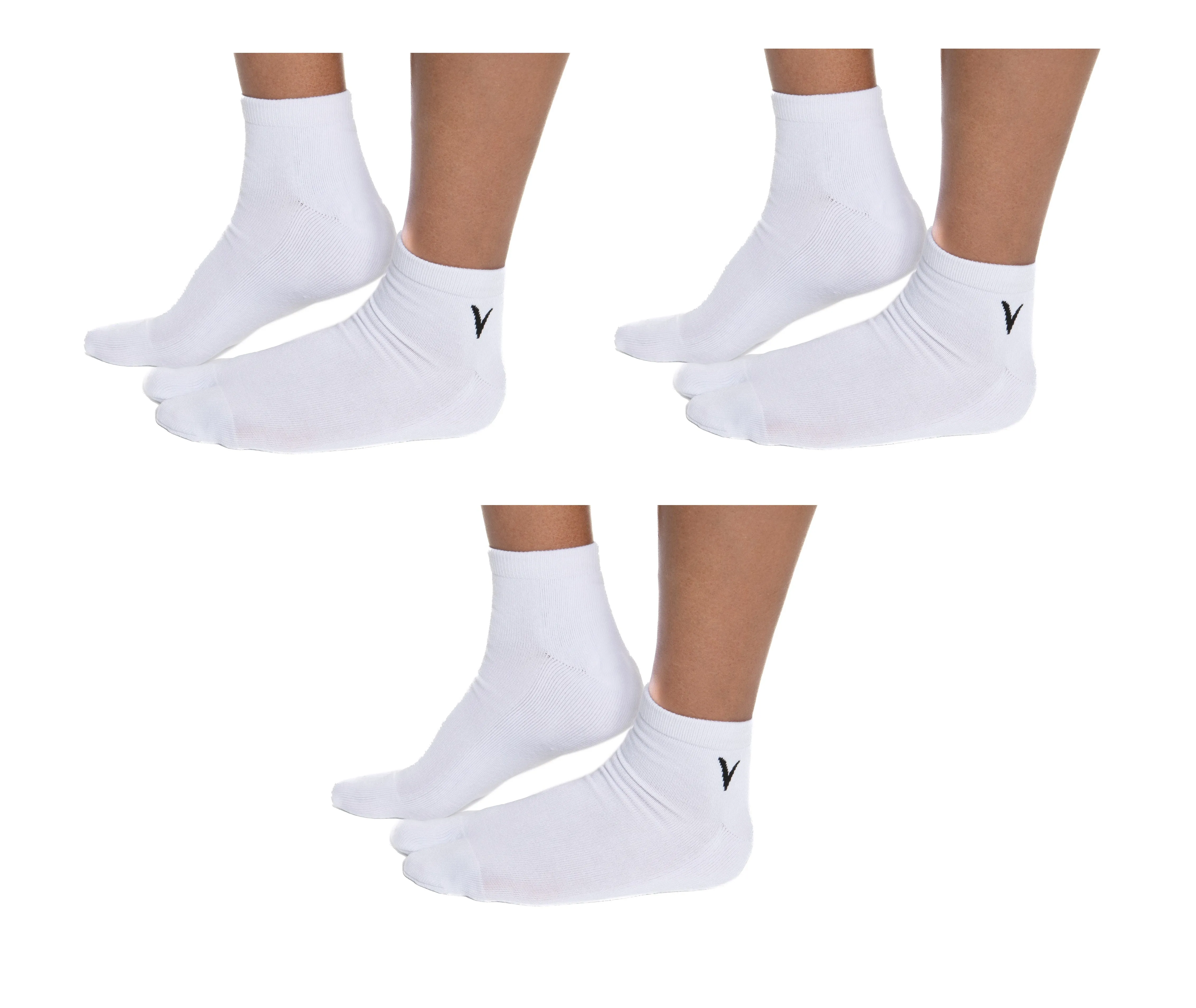 V-Toe Flip-Flop Socks Ankle Tabi 3 Pairs Thicker Comfy Warm Styles White Casual or Athletic