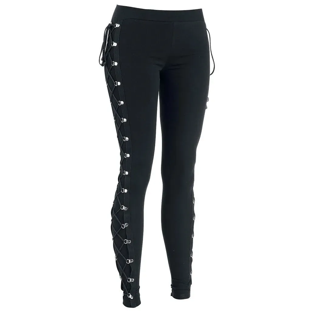 Vintage Gothic Lace Up Slim Halloween Pants