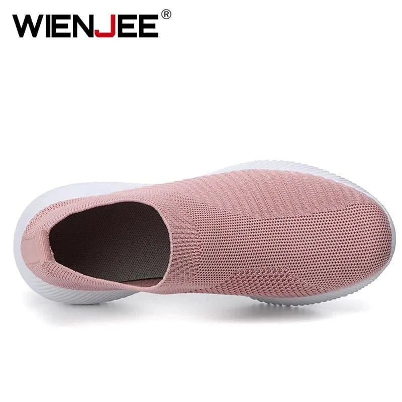 Vulcanized Slip-On Flat Shoes - Comfortable Cotton Fabric Flats