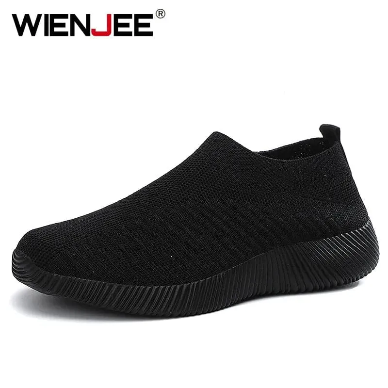 Vulcanized Slip-On Flat Shoes - Comfortable Cotton Fabric Flats