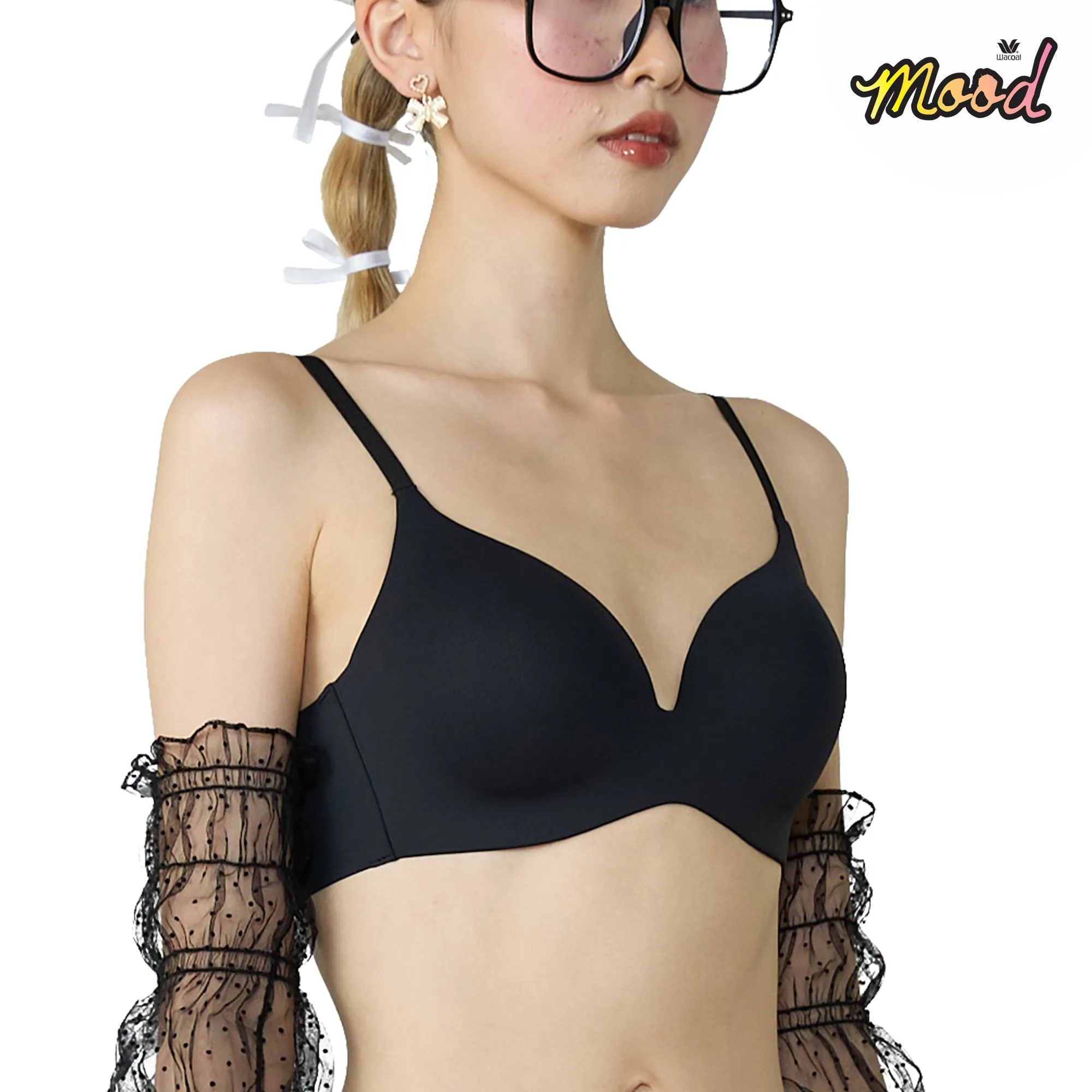 Wacoal Mood Smooth Bra ชุดชั้นในวัยรุ่น บราไร้ตะเข็บ รุ่น MM1X81 สีดำ (BL)