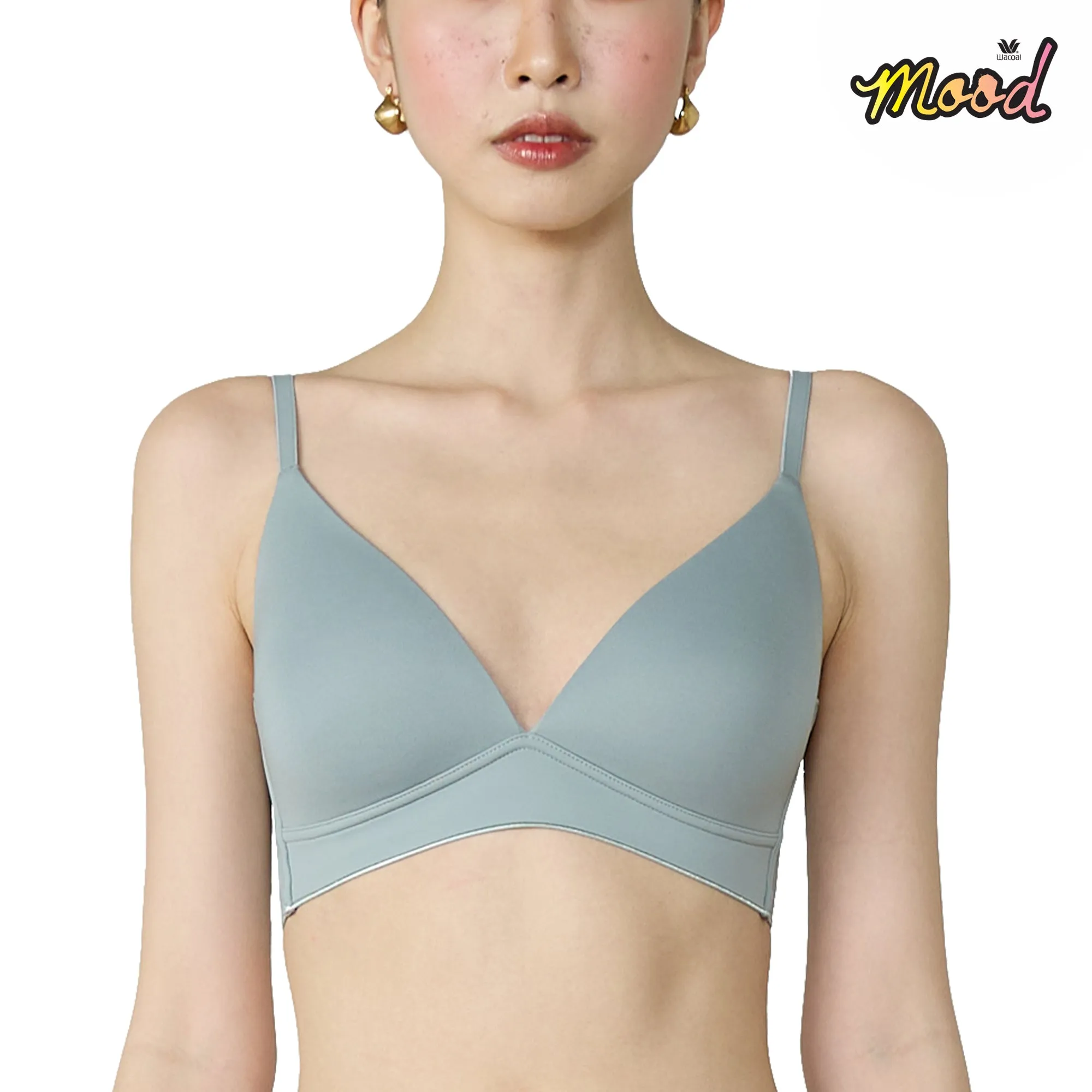 Wacoal Mood Smooth Bra ชุดชั้นในวัยรุ่น บราไร้ตะเข็บ รุ่น MM1X82 สีเขียวออกเทา (GV)