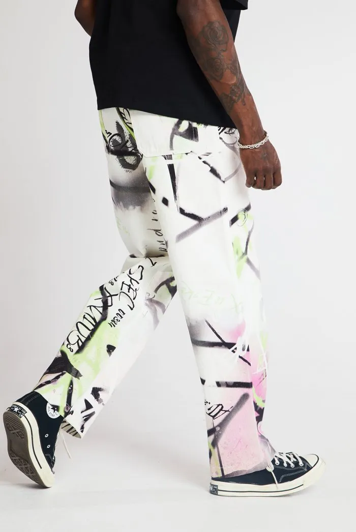 White Spray Graffiti Skate Fit Jeans