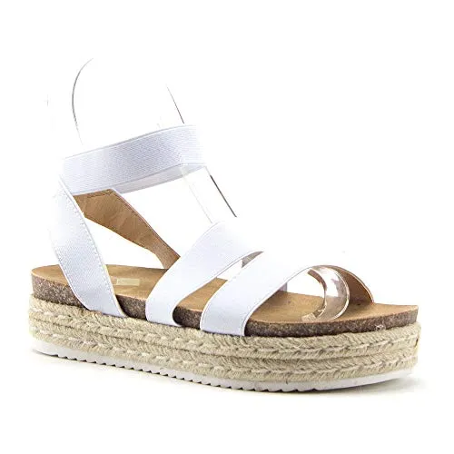 Women's Espadrille Flatform Platform Stretch Ankle Strap Sandals