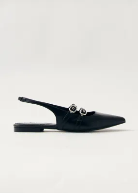 Wren Black Leather Ballet Flats