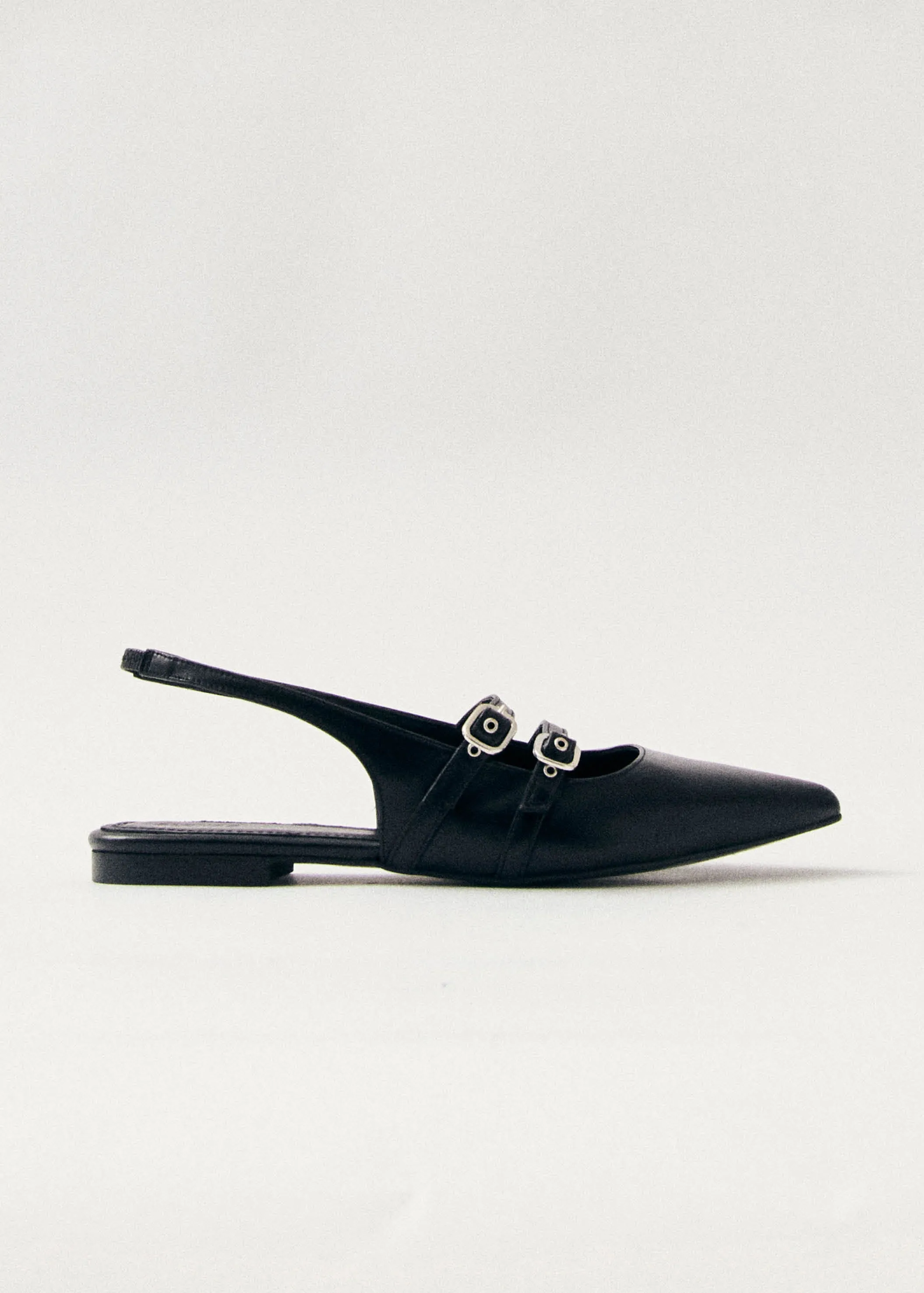 Wren Black Leather Ballet Flats